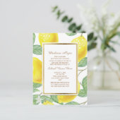 Invitation Carte Postale Citrons jaunes Feuilles verts (Debout devant)