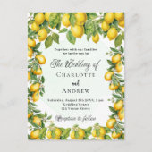 Invitation Carte Postale Citrons verdure élégant mariage (Devant)