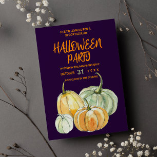 Invitation Carte Postale Citrouille à la menthe orange violet fête d'Hallow