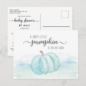 Invitation Carte Postale Citrouille Blue Mint Green Baby Boy Douche par la (Devant / Derrière)