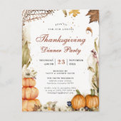 Invitation Carte Postale Citrouille Botanique Automne Thanksgiving Dîner (Devant)
