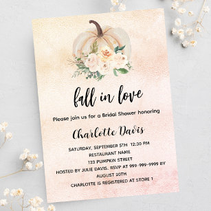 Invitation Carte Postale Citrouille de douche nuptiale tombent dans l'amour