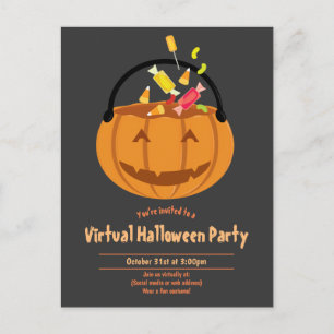 Invitation Carte Postale Citrouille Pail Candy Grey