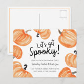Invitation Carte Postale Citrouille Patch Halloween Party (Devant / Derrière)