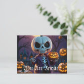 Invitation Carte Postale Citrouille Patch Skeleton Companion (Debout devant)