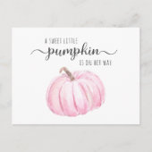 Invitation Carte Postale Citrouille Rose Aquarelle Bébé fille Douche (Devant)