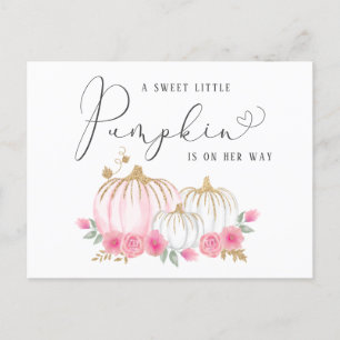Invitation Carte Postale Citrouille Rose Floral Baby Girl Douche virtuelle