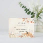 Invitation Carte Postale Citrouilles et fleurs rustiques d'automne (Debout devant)