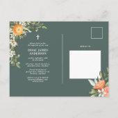Invitation Carte Postale Citrus, orange + fleurs baptême baptême baptême ba (Dos)