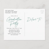 Invitation Carte Postale Class of 2023 Green Script Photo Graduation Party (Dos)