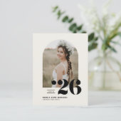 Invitation Carte Postale Classe Boho de 2025 Arch Photo Graduation (Debout devant)