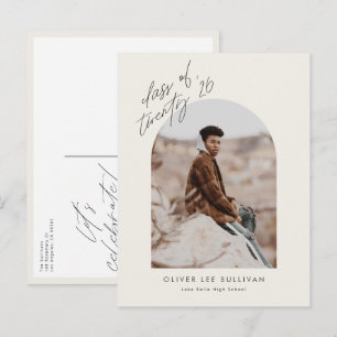 Invitation Carte Postale Classe Boho de 2025 Arch Photo Graduation