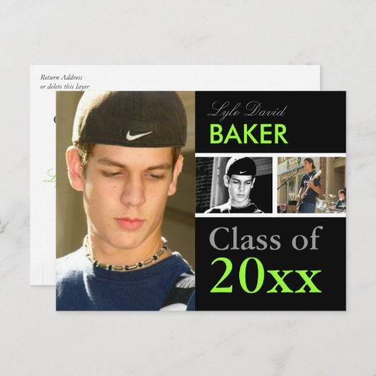 Invitation Carte Postale Classe de 201x Graduation/do-it-yourself Polices+C (Devant / Derrière)