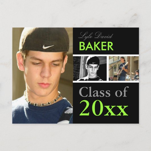 Invitation Carte Postale Classe de 201x Graduation/do-it-yourself Polices+C (Devant)