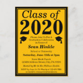 Invitation Carte Postale Classe de 2024 Black Gold Graduation (Devant)