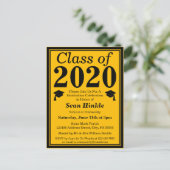 Invitation Carte Postale Classe de 2024 Black Gold Graduation (Debout devant)