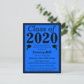 Invitation Carte Postale Classe de 2024 Blue Black Graduation (Debout devant)