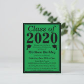 Invitation Carte Postale Classe de 2024 Green Black Graduation (Debout devant)