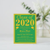 Invitation Carte Postale Classe de 2024 Green Gold Graduation (Debout devant)