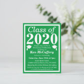 Invitation Carte Postale Classe de 2024 Green White Graduation (Debout devant)