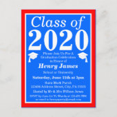 Invitation Carte Postale Classe de 2024 Red White Blue Graduation (Devant)