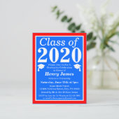 Invitation Carte Postale Classe de 2024 Red White Blue Graduation (Debout devant)
