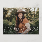 Invitation Carte Postale Classe de 2025 Script Photo Graduation Party (Devant)