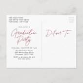 Invitation Carte Postale Classe de Burgundy Script Graduation Party 2022 (Dos)