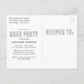 Invitation Carte Postale Classe de Neon rose chaud de 2023 Photo Graduation (Dos)