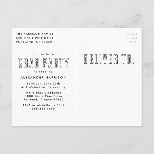 Invitation Carte Postale Classe de Neon rose chaud de 2023 Photo Graduation (Dos)