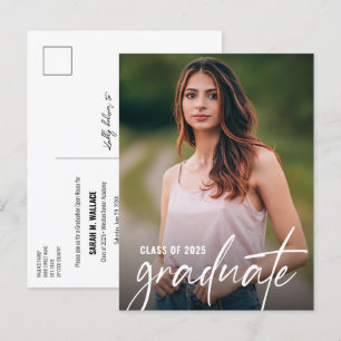 Invitation Carte Postale Classe de Photo Classique Graduate de 2025 sur mes