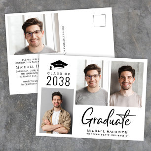 Invitation Carte Postale Classe de photo moderne de 2025 Graduation Party