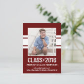 Invitation Carte Postale Classe de photos de préparation sportive de 2016 (Debout devant)