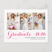 Invitation Carte Postale Classe Hot Rose de 2025 Collage de photos (Devant)