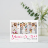 Invitation Carte Postale Classe Hot Rose de 2025 Collage de photos (Debout devant)