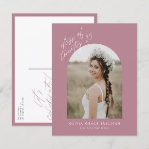 Invitation Carte Postale Classe Mauve de 2024 Arch Photo Graduation