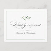 Invitation Carte Postale Classic Elegance Script Mariage vert RSVP Invi (Devant)
