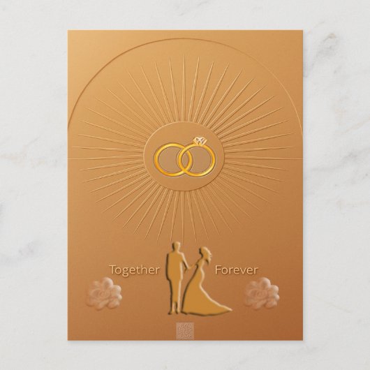 Invitation Carte Postale Classic Gold & Bronze Wedding Announcement (Devant)