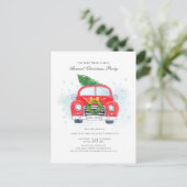 Invitation Carte Postale Classic Red Car Tree Fête de Noël de famille (Debout devant)