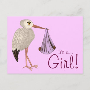 Invitation Carte Postale Classic Stork