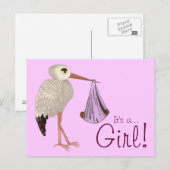 Invitation Carte Postale Classic Stork (Devant / Derrière)