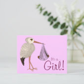 Invitation Carte Postale Classic Stork (Debout devant)