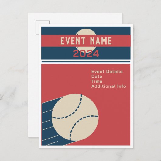 Invitation Carte Postale Classique de baseball (Devant / Derrière)