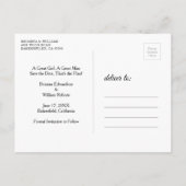 Invitation Carte Postale Classique Mariage Enregistrer la Date (Dos)