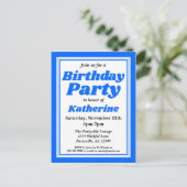 Invitation Carte Postale Classy Blue Adult fête d'anniversaire (Debout devant)