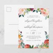 Invitation Carte Postale Classy Burgundy Blush Pink Floral (Devant / Derrière)