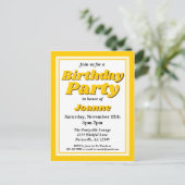 Invitation Carte Postale Classy Jaune Adulte Fête d'anniversaire (Debout devant)