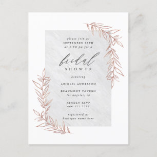 Invitation Carte Postale Classy Marble & Rose Fête des mariées Branches d'o