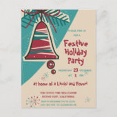 Invitation Carte Postale Cloche de Noël moderne du milieu du siècle (Devant)