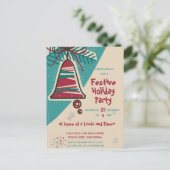 Invitation Carte Postale Cloche de Noël moderne du milieu du siècle (Debout devant)